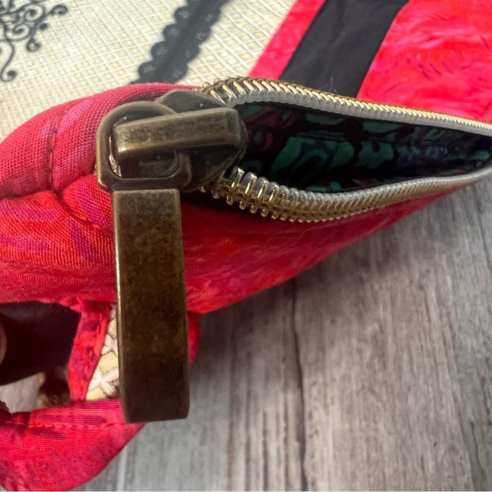 Handmade Embroidered Floral High Heel Crossbody Bag Black Red Tassel Artisan - Picture 5 of 10